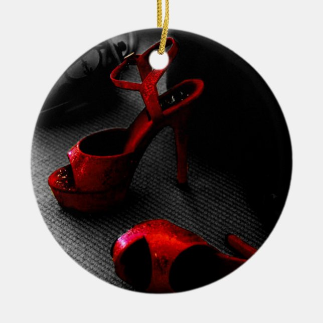 Red Heels Ceramic Ornament (Front)