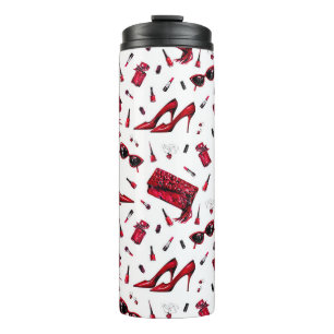 Red heels, fashion accessories pattern. thermal tumbler