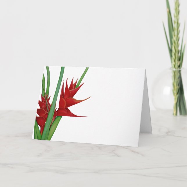 Red Heliconia Watercolour Card (Front)