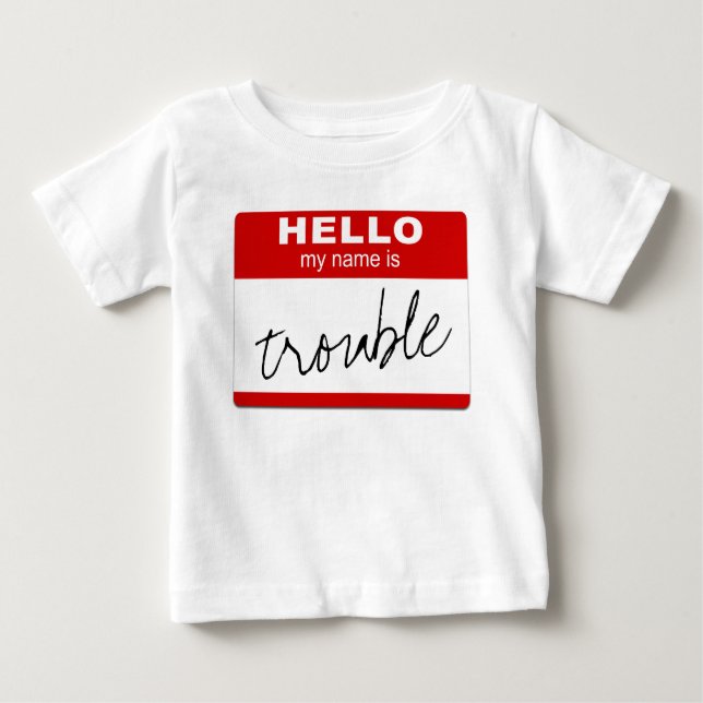 Red "Hello My Name Is ___" Badge - Personalised Baby T-Shirt (Front)