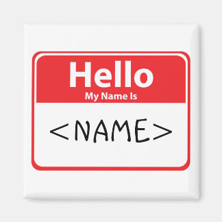 Red Hello My Name is , <NAME> Magnet