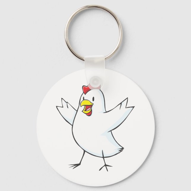 Red Hen Cartoon Key Ring (Front)