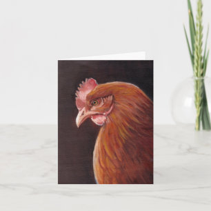 Red Hen Profile Bird Art Note Card