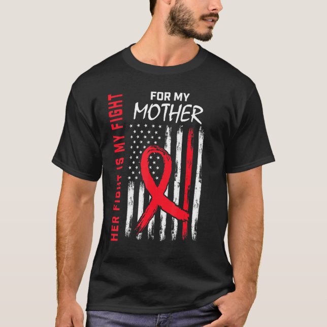 Red Her Fight Mom Mother Heart Disease Awareness F T-Shirt (Front)