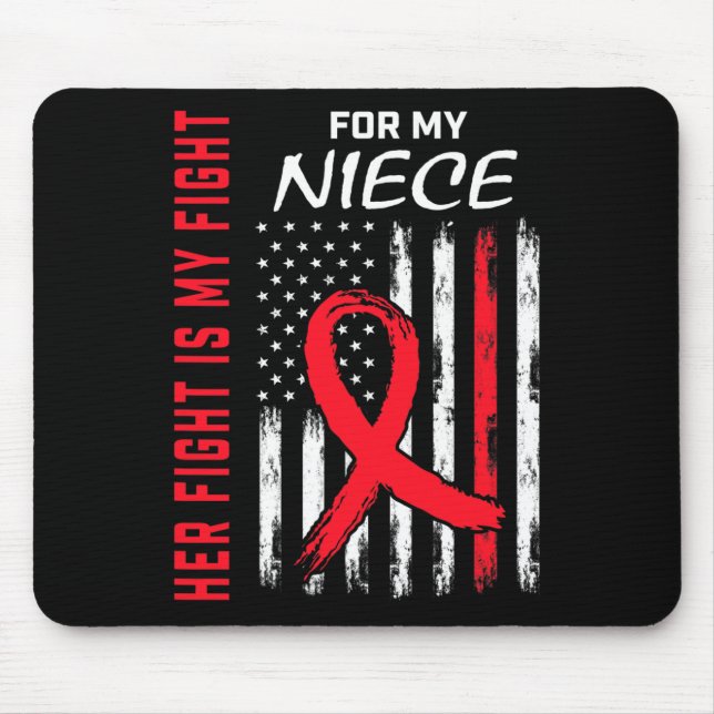 Red Her Fight Niece Heart Disease Awareness Us Fla Mouse Pad (Front)