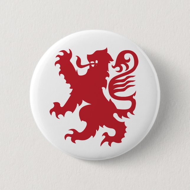 Red Heraldry Lion 6 Cm Round Badge (Front)