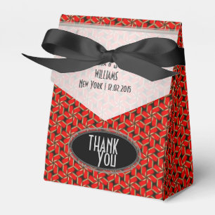 Red Hexagon Swirl Wedding Party Favour Box