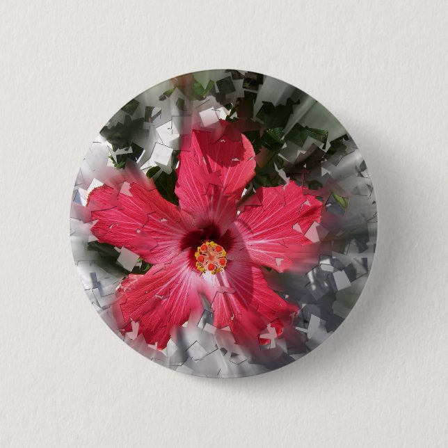Red Hibiscus 6 Cm Round Badge (Front)
