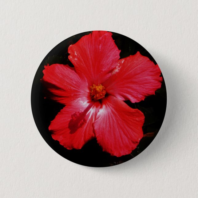 Red Hibiscus 6 Cm Round Badge (Front)