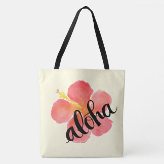 Red Hibiscus Aloha Tote Bag