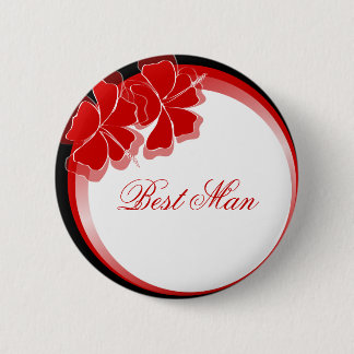 Red Hibiscus Best Man Badge
