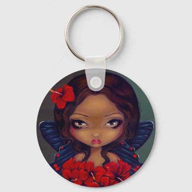 "Red Hibiscus Fairy" Keychain (Front)