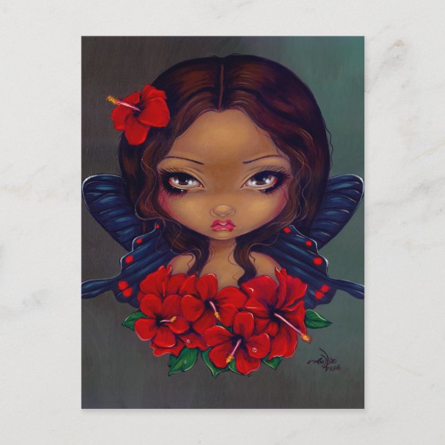 "Red Hibiscus Fairy" Postcard (Front)