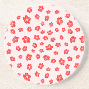 Red Hibiscus Floral Coaster
