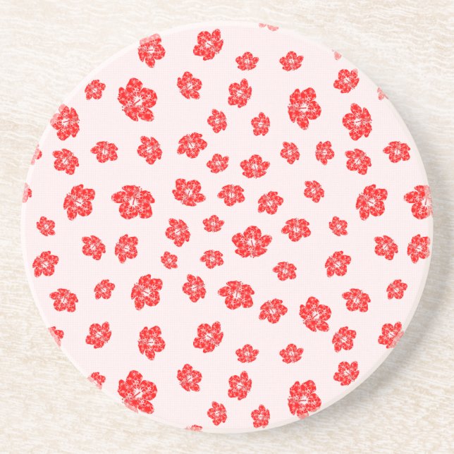 Red Hibiscus Floral Coaster (Front)