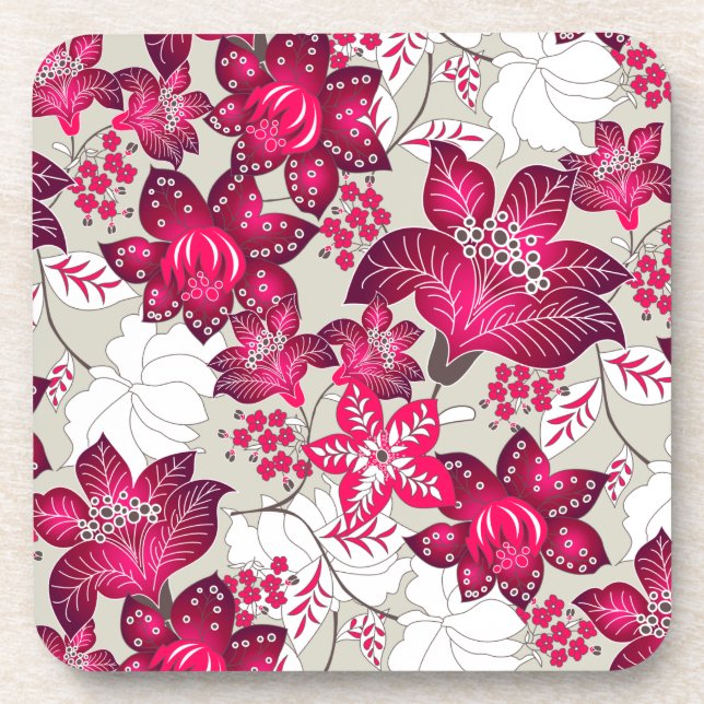 Red hibiscus floral coaster (Front)