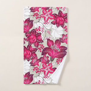 Red hibiscus floral hand towel