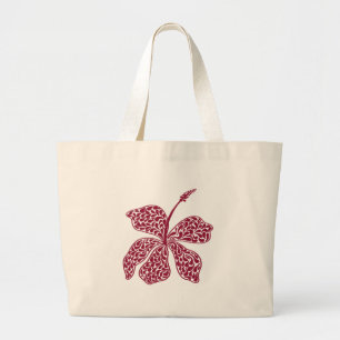 Red Hibiscus Floral Large Tote Bag