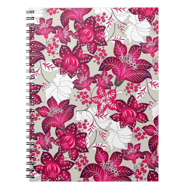 Red hibiscus floral notebook (Front)