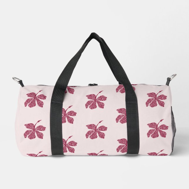 Red Hibiscus Floral Pattern  Duffle Bag (Front)