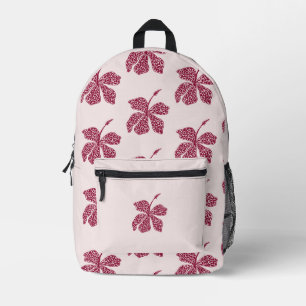 Red Hibiscus Floral Pattern  Printed Backpack