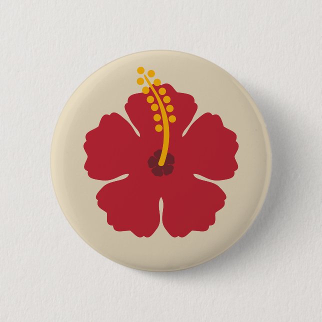Red Hibiscus Flower 6 Cm Round Badge (Front)