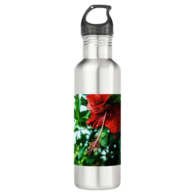 Red Hibiscus Flower 710 Ml Water Bottle (Front)