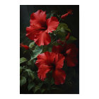 Red Hibiscus Flower Art Print Poster