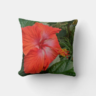 Red Hibiscus Flower Cushion