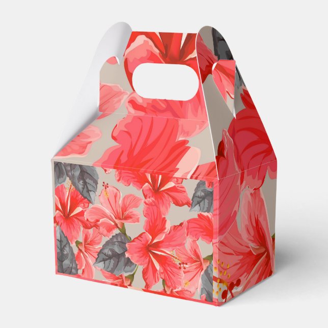 Red Hibiscus Flower Favour Box (Front Side)