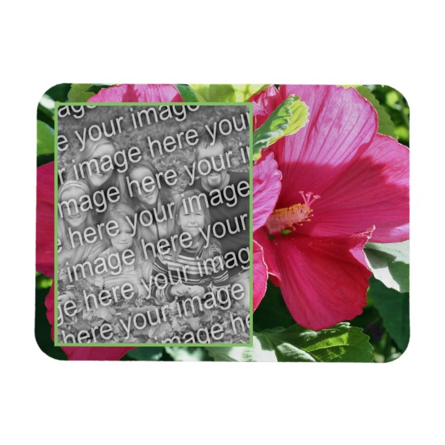 Red Hibiscus Flower Frame Add Your Photo Magnet (Horizontal)