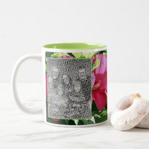 Red Hibiscus Flower Frame Add Your Photo Two-Tone Coffee Mug