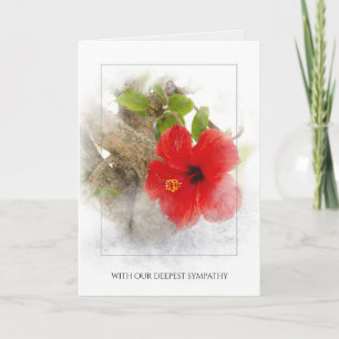 red hibiscus flower in silver framing card