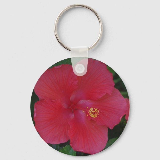 RED HIBISCUS FLOWER KEY RING (Front)