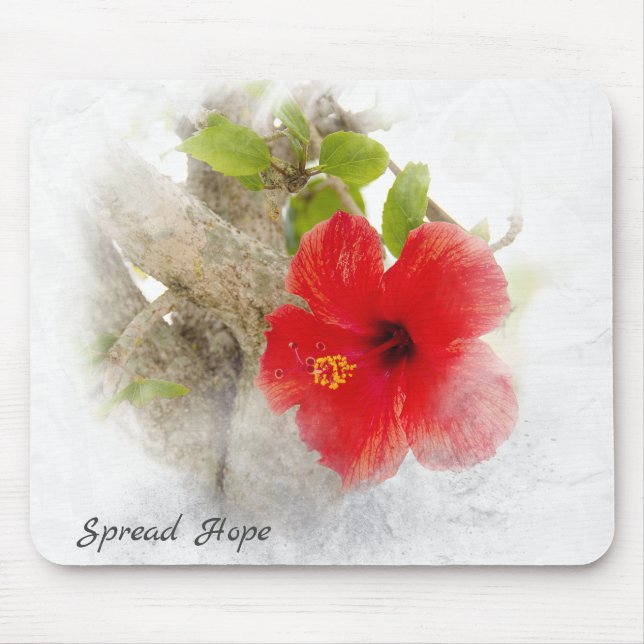 red hibiscus flower macro mouse pad (Front)