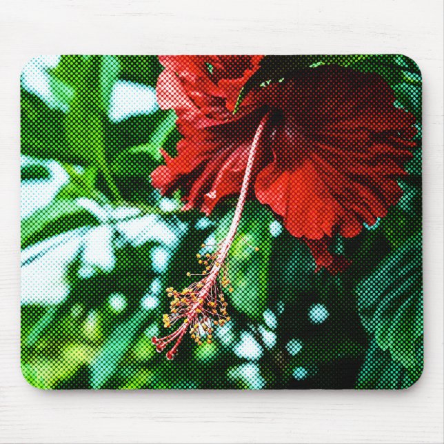 Red Hibiscus Flower Mouse Pad (Front)