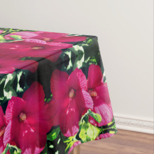 Red Hibiscus Flower Pair Abstract Pattern Tablecloth