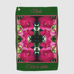 Red Hibiscus Flower Pair Abstract Personalised  Golf Towel