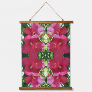 Red Hibiscus Flower Pair Close Up Abstract Hanging Hanging Tapestry