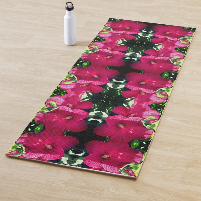 Red Hibiscus Flower Pair Close Up Abstract  Yoga Mat (In Situ)