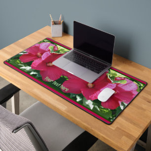 Red Hibiscus Flower Pair Close Up Personalised Desk Mat