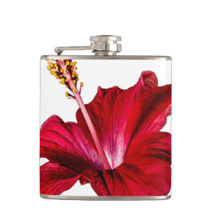 Red Hibiscus Flower Side View Hip Flask