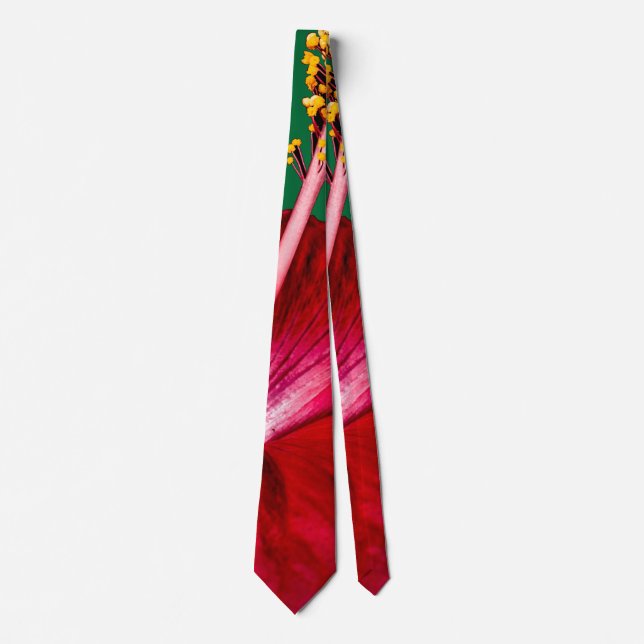 Red Hibiscus Flower Side View Tie (Front)