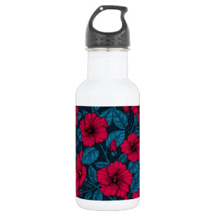 Red hibiscus flowers 532 ml water bottle