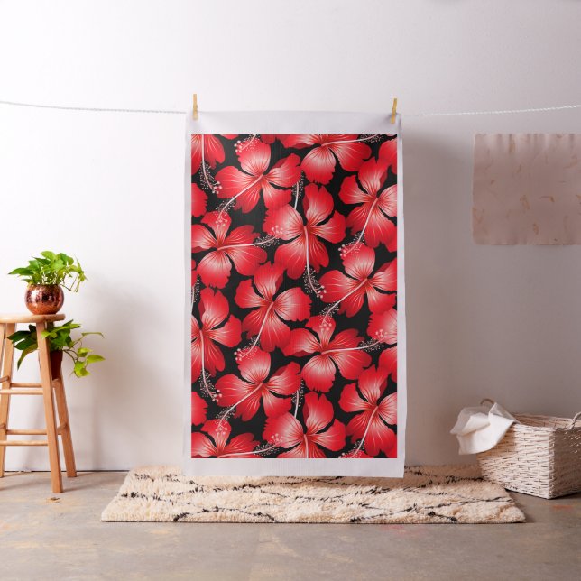 Red hibiscus flowers fabric (In Situ)