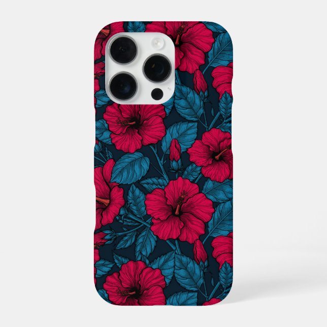 Red hibiscus flowers iPhone case (Back)