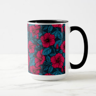 Red hibiscus flowers mug