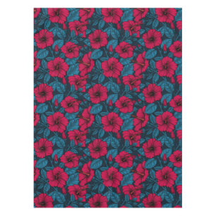 Red hibiscus flowers tablecloth