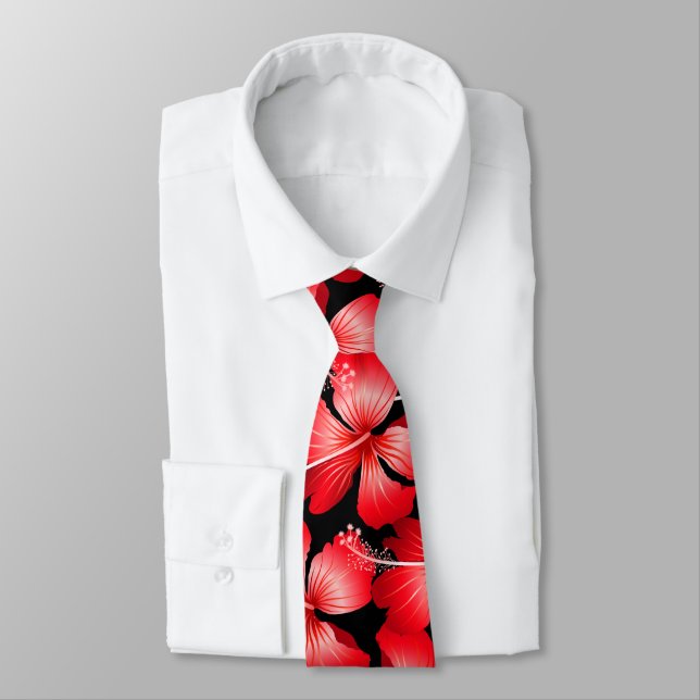Red hibiscus flowers tie (Tied)