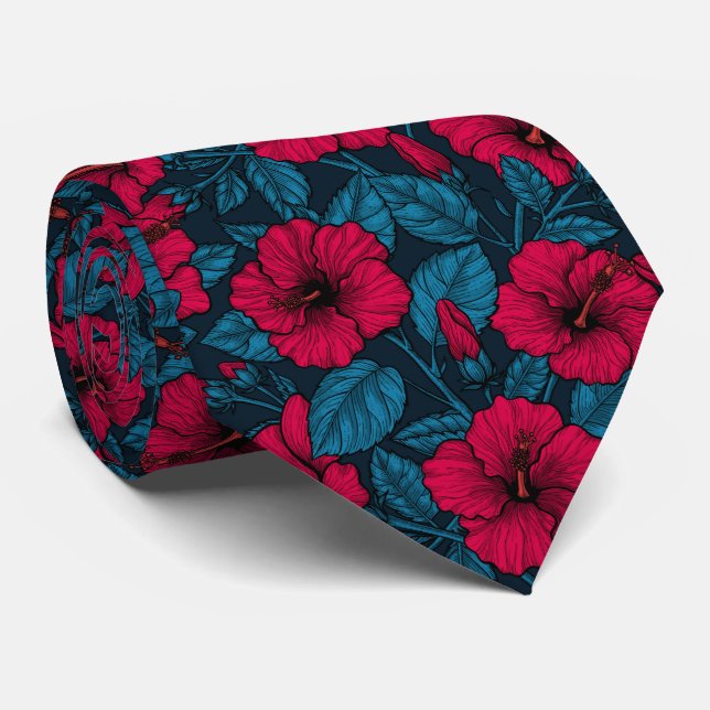 Red hibiscus flowers tie (Rolled)